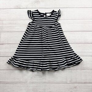 Madison Grace Girls Black White Striped Dress Flutter Sleeve Ruffle Hem Twirl 6